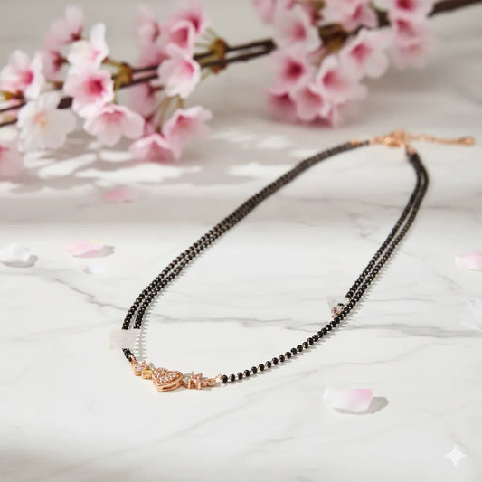 Rose Gold Heart Mangalsutra Anti-Tarnish, Water Proof, Daily Wear