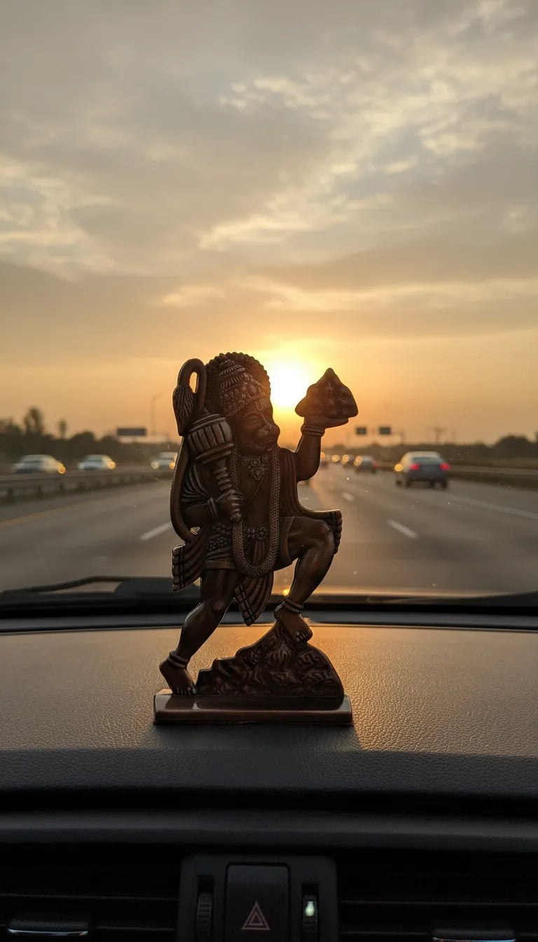 Premium Metal Hanuman Ji Car Dashboard Idol – Elegant & Devotional Decor