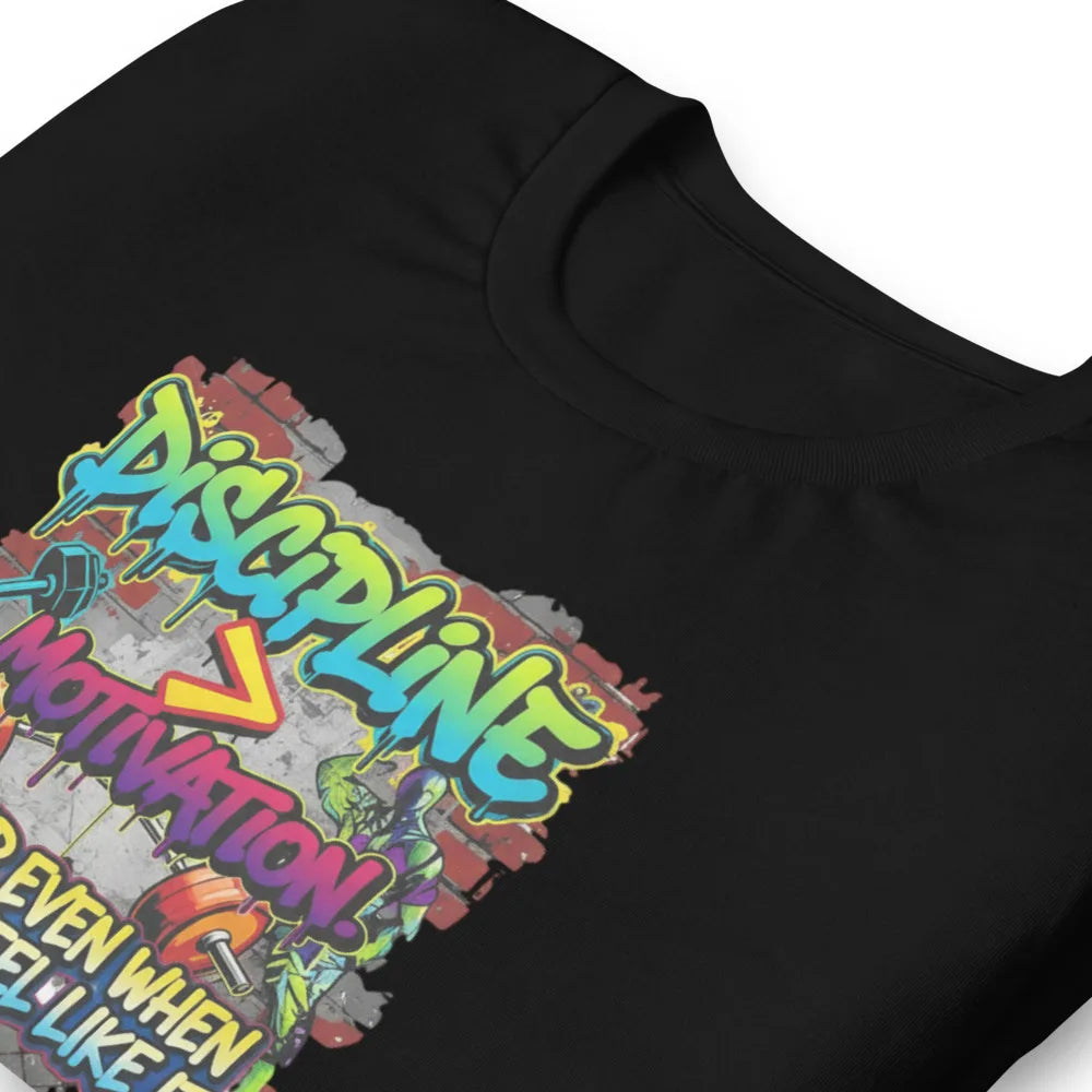 Unisex Motivational T-Shirt – “Discipline Over Motivation” Graphic Gym & Casual Tee | Classic Crew T-Shirt