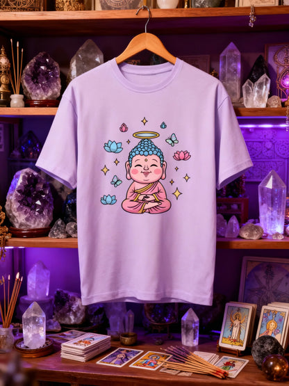 Trendy Women’s Buddha & Peace Graphic T-Shirt – Stylish Casual Wear Classic Crew T-Shirt