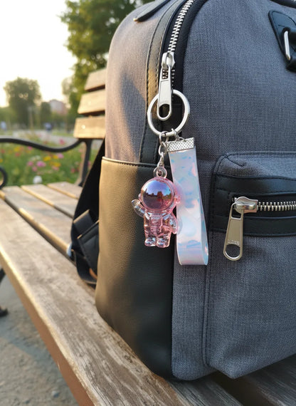Transparent Astronaut Keychain – Crystal Look Hard Plastic Key Ring for Bikes, Bags & Gifts