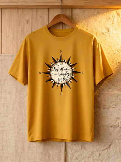 “Not All Who Wander Are Lost” Unisex Travel T-Shirt – Compass Adventure Tee Unisex Classic Crew T-Shirt
