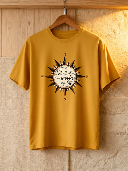 “Not All Who Wander Are Lost” Unisex Travel T-Shirt – Compass Adventure Tee Unisex Classic Crew T-Shirt