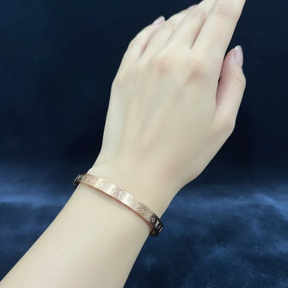 Rose Gold Engraved Bangle Bracelet for Women | Anti-Tarnish Stainless Steel Jewelry