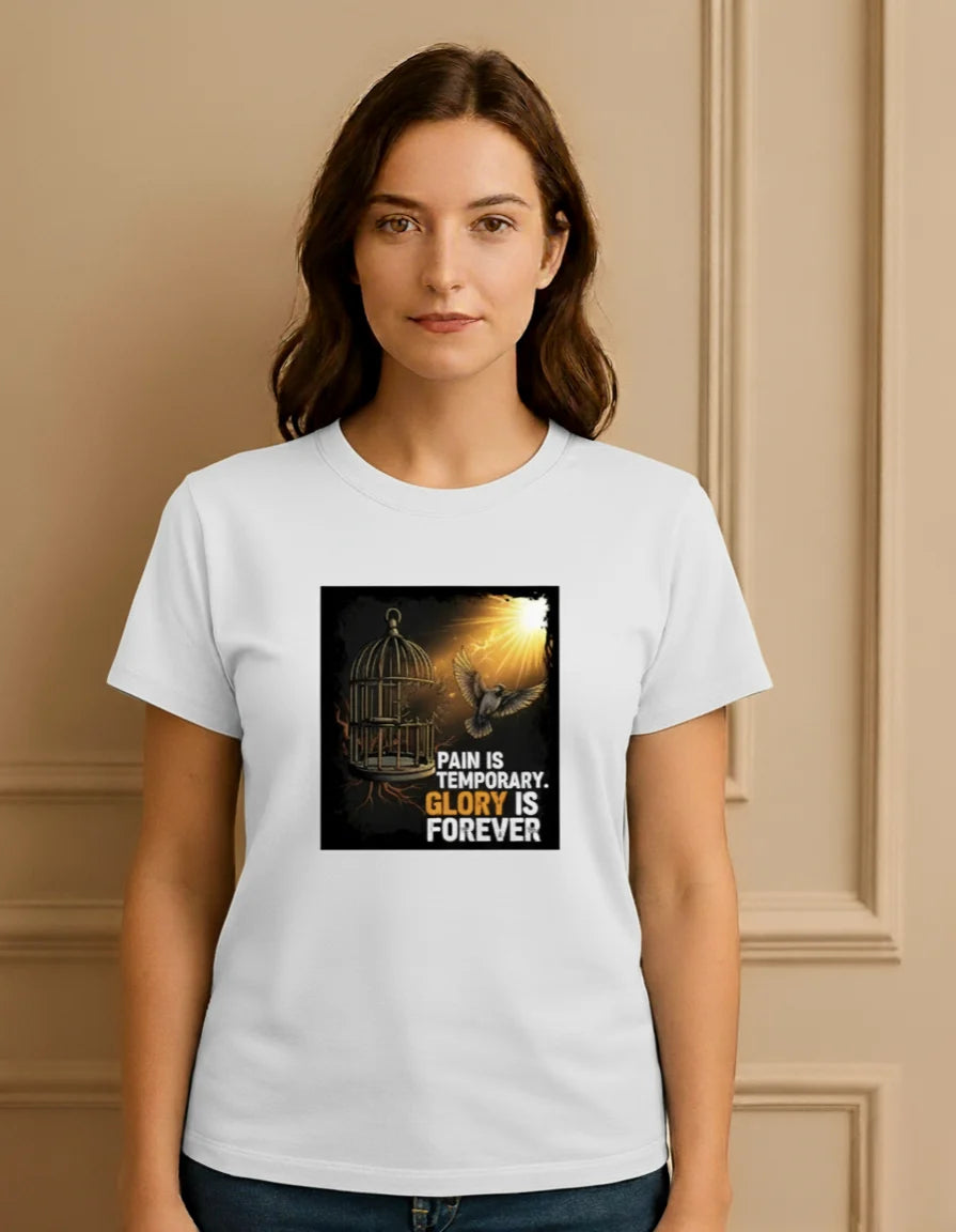 Unisex “Pain is Temporary, Glory is Forever” Motivational Casual Wear Classic Crew T-Shirt