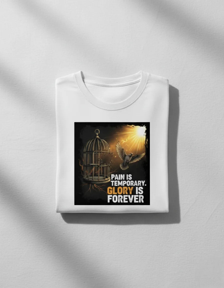 Unisex “Pain is Temporary, Glory is Forever” Motivational Casual Wear Classic Crew T-Shirt