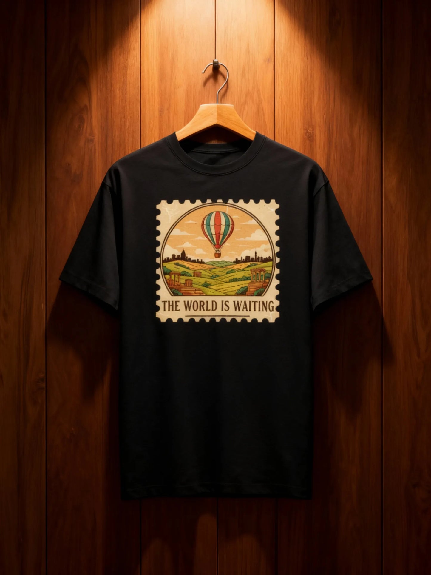 “The World Is Waiting” Unisex Travel T-Shirt – Wanderlust Adventure Tee Unisex Basic T-Shirt