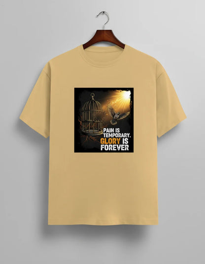 Unisex “Pain is Temporary, Glory is Forever” Motivational Casual Wear Classic Crew T-Shirt