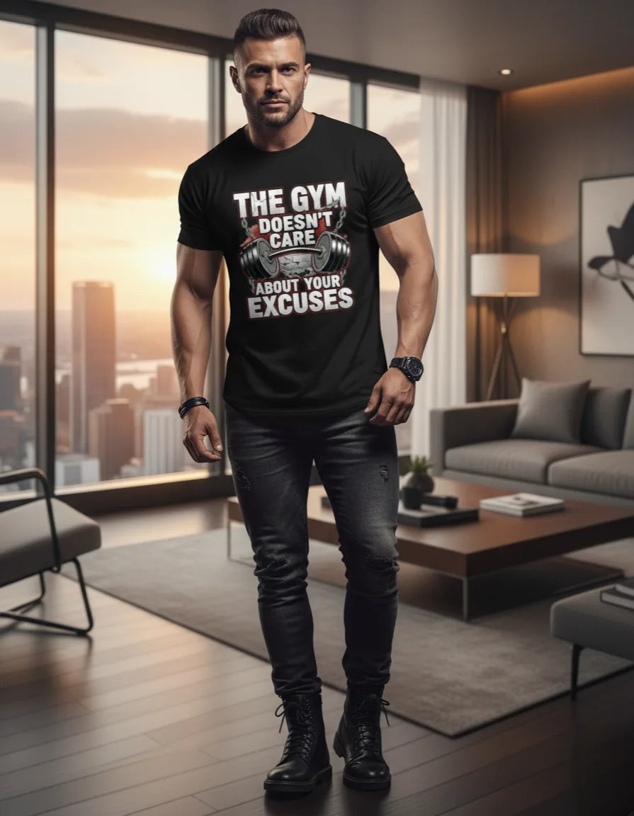 Men’s Gym and Casual Motivation T-Shirt – Fitness Workout Tee with Quote Print Basic T-Shirt