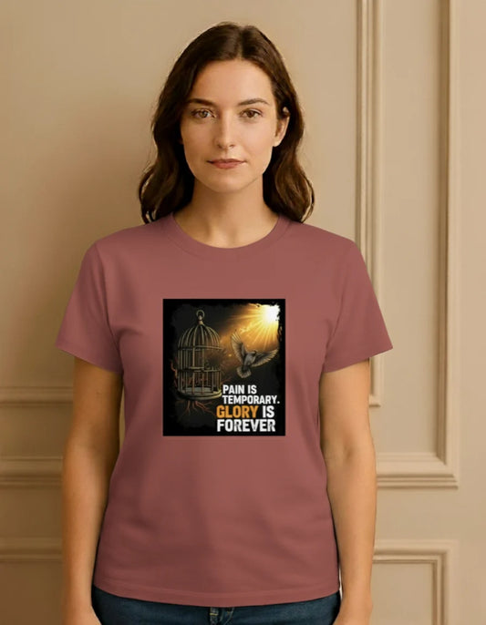 Unisex “Pain is Temporary, Glory is Forever” Motivational Casual Wear Classic Crew T-Shirt