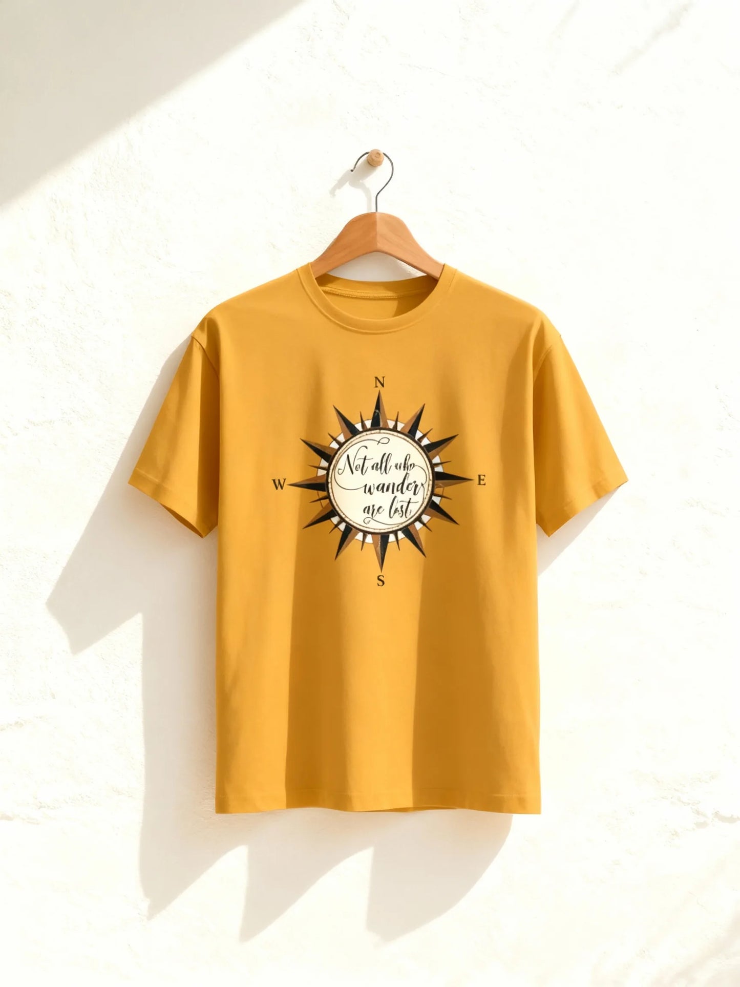 “Not All Who Wander Are Lost” Unisex Travel T-Shirt – Compass Adventure Tee Unisex Classic Crew T-Shirt
