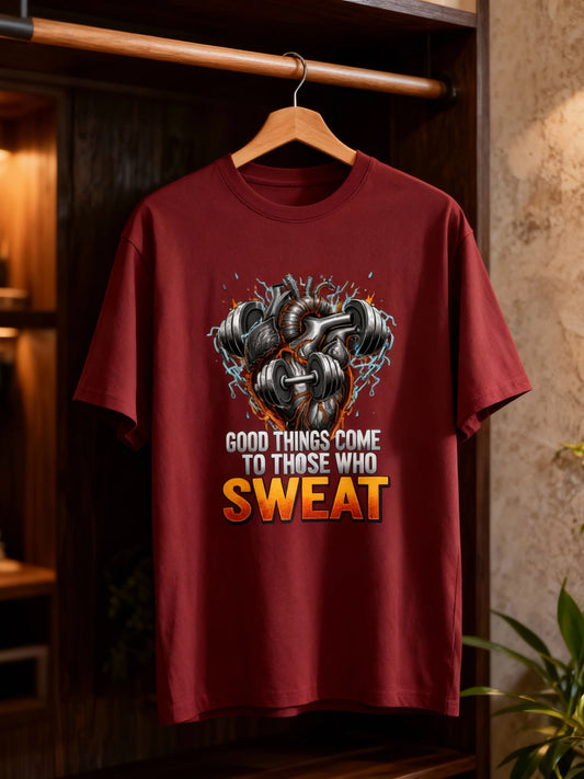 Unisex Basic T-Shirt "Good Things Come to Those Who Sweat" | Gym & Casual