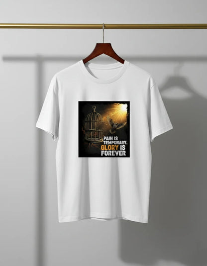 Unisex “Pain is Temporary, Glory is Forever” Motivational Casual Wear Classic Crew T-Shirt