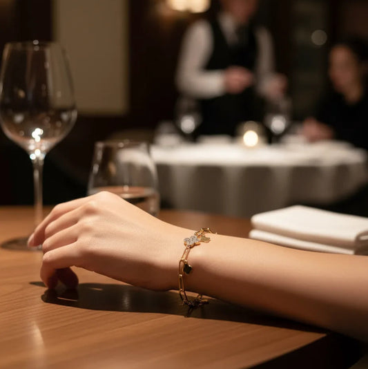 Gold Clover Charm Bracelet for Women Anti-Tarnish Stainless Steel Water Proof