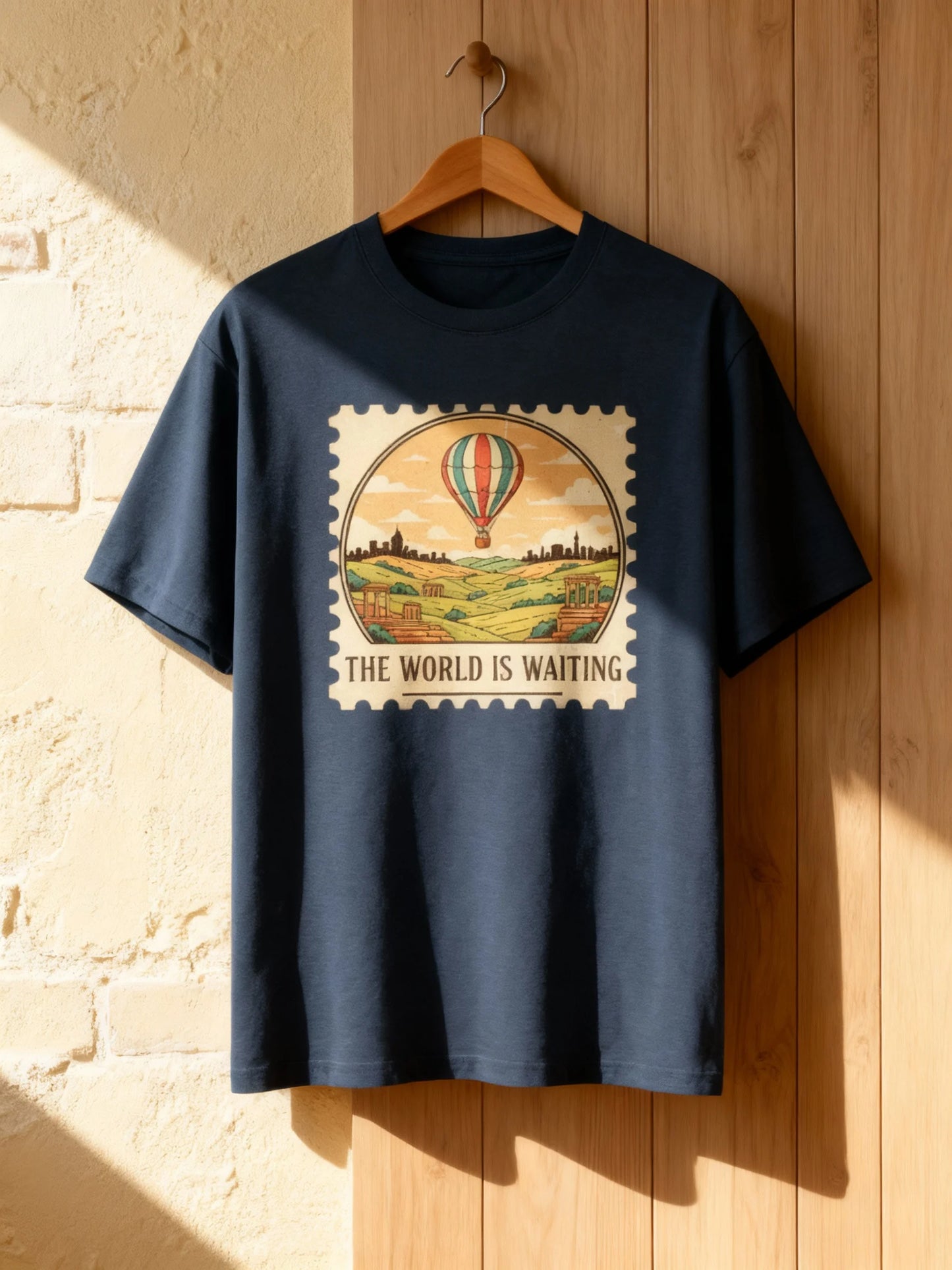 “The World Is Waiting” Unisex Travel T-Shirt – Wanderlust Adventure Tee Unisex Basic T-Shirt