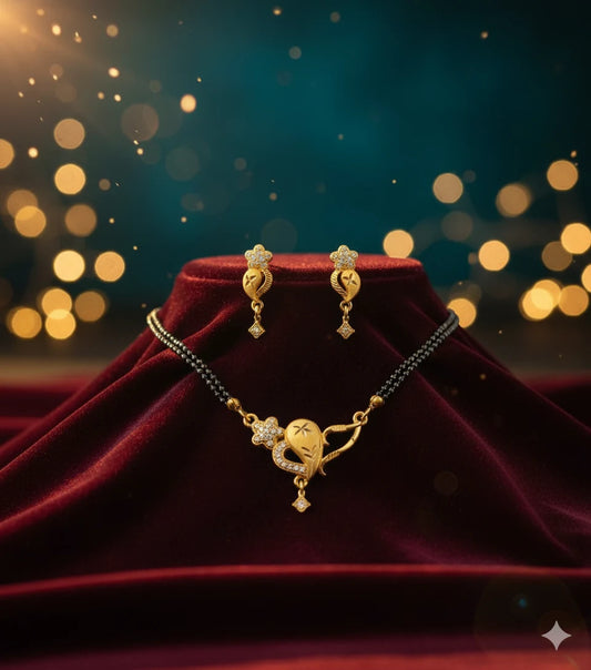 Gold Plated Mangalsutra Set for Women | Leaf & Floral Pendant Design | Anti-Tarnish Stainless Steel Jewelry