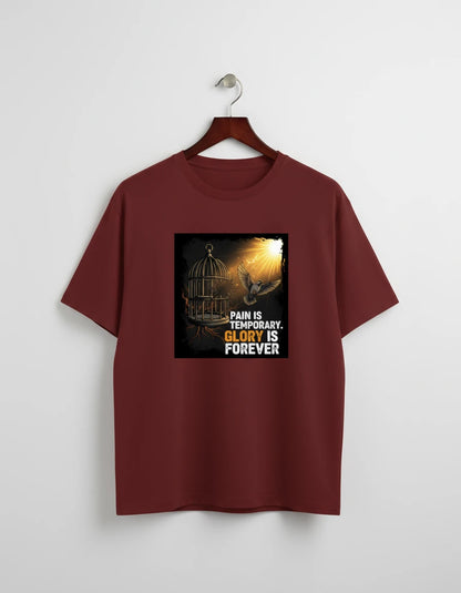 Unisex “Pain is Temporary, Glory is Forever” Motivational Casual Wear Classic Crew T-Shirt