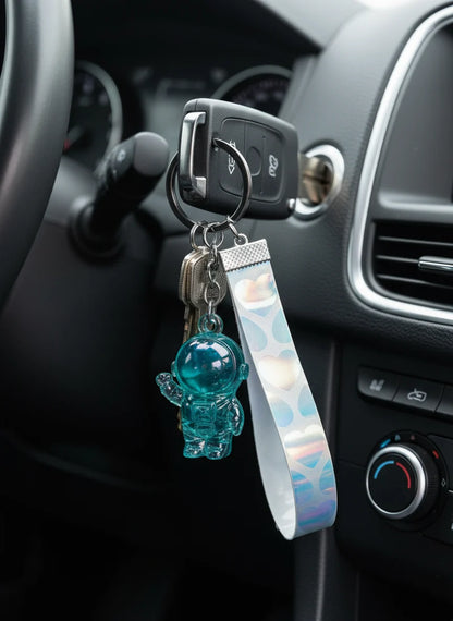 Transparent Astronaut Keychain – Crystal Look Hard Plastic Key Ring for Bikes, Bags & Gifts
