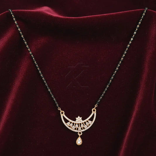 Elegant Rose Gold Mangalsutra for Women | CZ Stone Pendant | Anti-Tarnish Stainless Steel | Daily & Party Wear