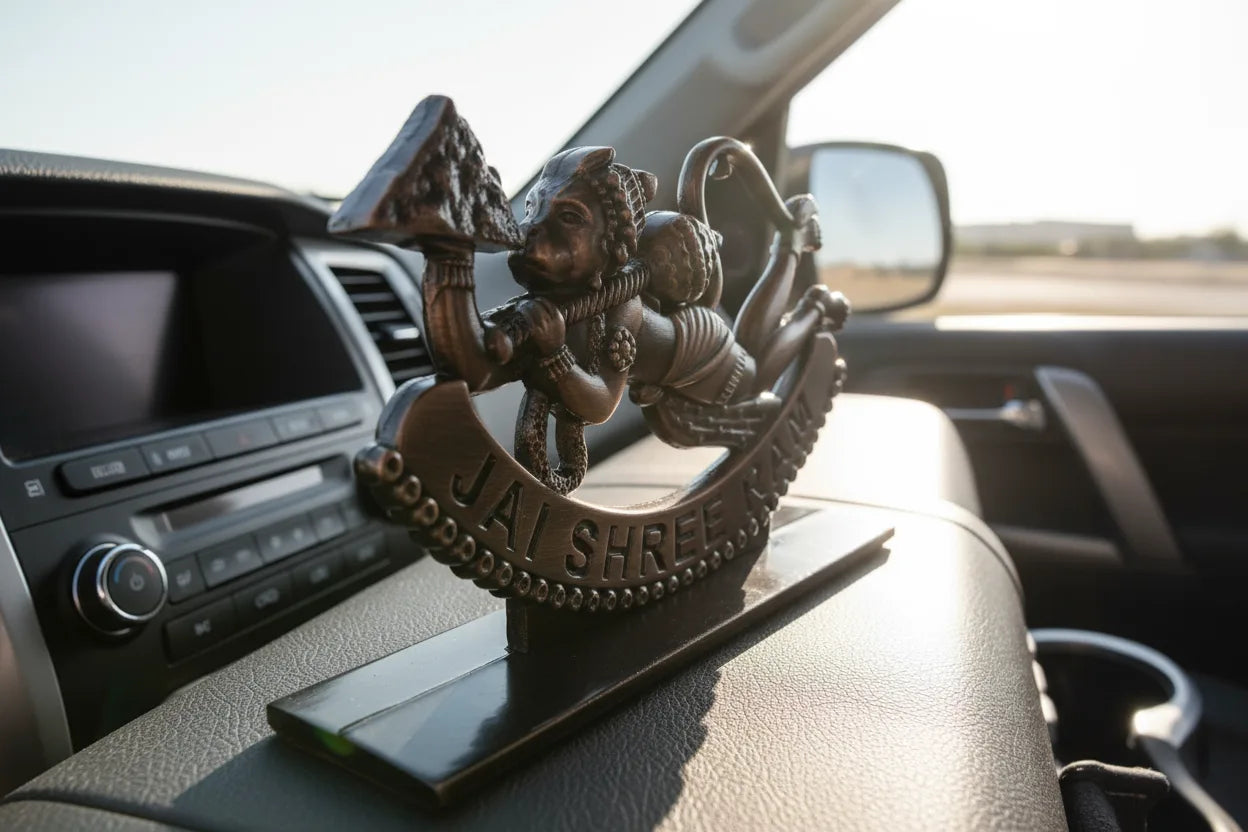 Elegant Metal Hanuman Ji Car Dashboard Idol – Jai Shree Ram Design