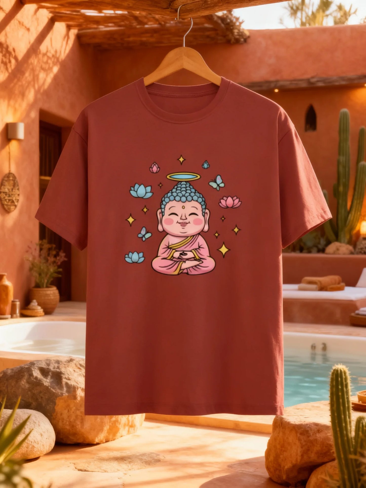 Trendy Women’s Buddha & Peace Graphic T-Shirt – Stylish Casual Wear Classic Crew T-Shirt