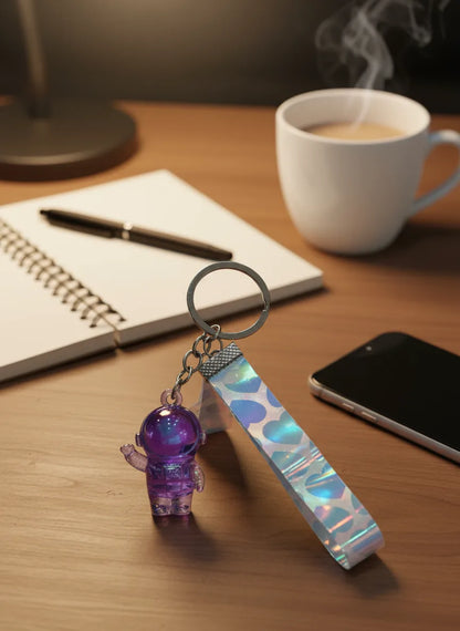 Transparent Astronaut Keychain – Crystal Look Hard Plastic Key Ring for Bikes, Bags & Gifts
