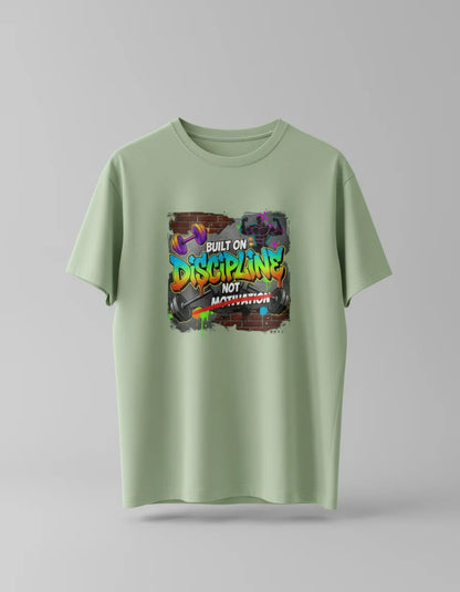 Men’s “Built on Discipline, Not Motivation” Gym & Casual Graphic T-Shirt Classic Crew T-Shirt