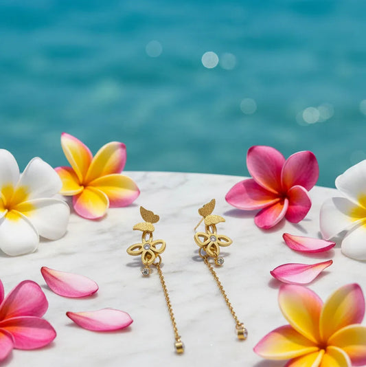 Butterfly Dangle Chain Earrings for Women | Gold Finish | Anti-Tarnish Stainless Steel