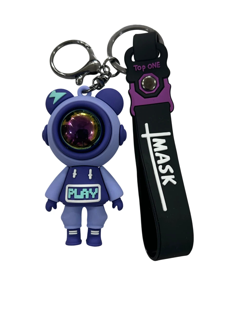 Trendy Astronaut Keychain Blue Color – Funky 3D Rubber Key Ring for Bikes, Bags & Gifts