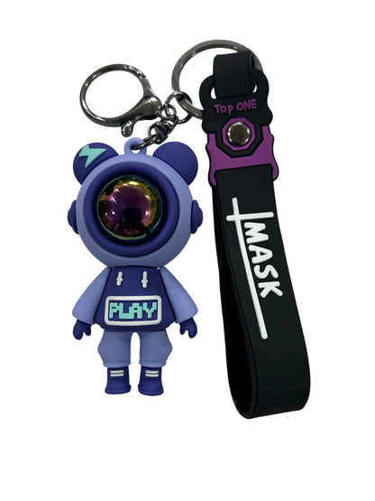 Trendy Astronaut Keychain Blue Color – Funky 3D Rubber Key Ring for Bikes, Bags & Gifts