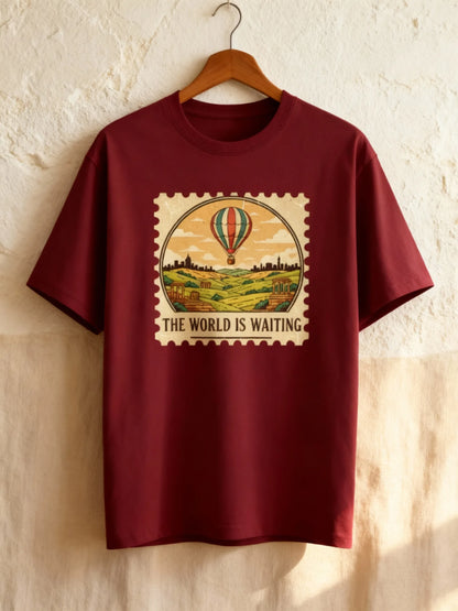 “The World Is Waiting” Unisex Travel T-Shirt – Wanderlust Adventure Tee Unisex Basic T-Shirt
