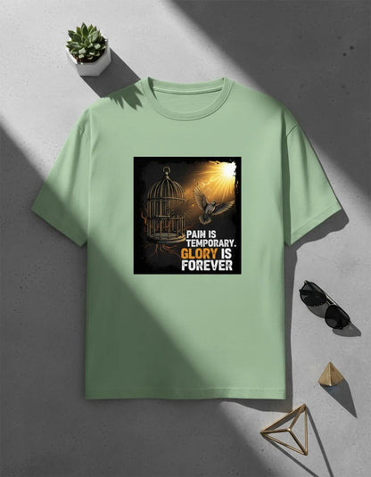 Unisex “Pain is Temporary, Glory is Forever” Motivational Casual Wear Classic Crew T-Shirt