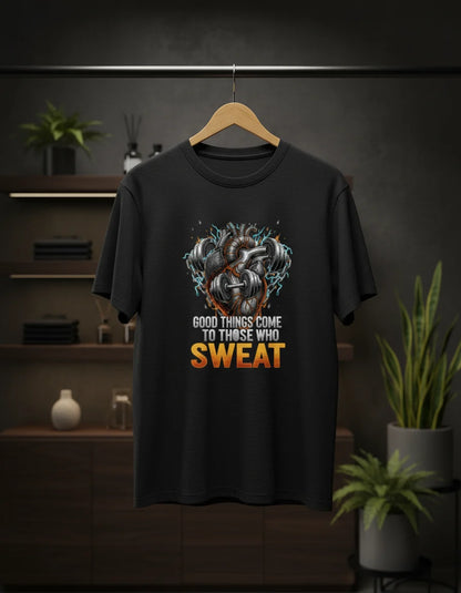 Unisex Basic T-Shirt "Good Things Come to Those Who Sweat" | Gym & Casual