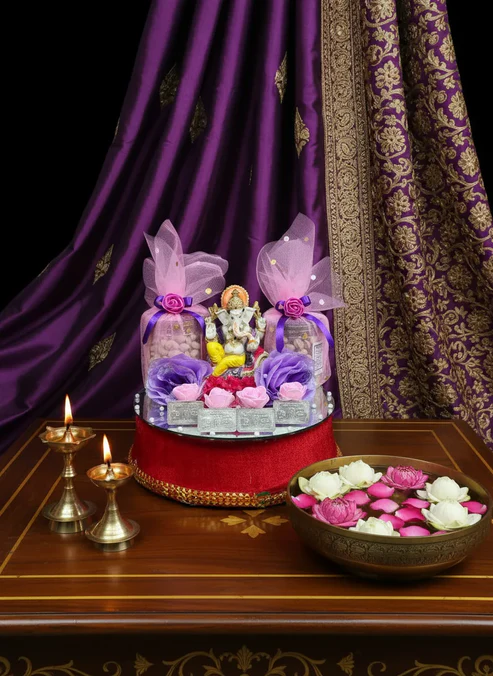 Elegant Anniversary Hamper with Lord Ganesha Idol (3) Elegant Anniversary & Festive Gift Hamper with Lord Ganesha