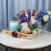 Elegant Birthday Hamper with Cake & Chocolate Bouquet (1) Elegant Birthday Hamper with Cake & Chocolate Bouquet