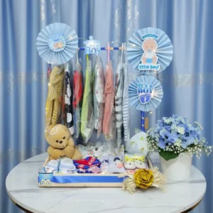 Luxury Baby Boy Shower Hamper – Newborn Essentials & Gift Set (2) Luxury Baby Boy Shower Hamper – Newborn Essentials & Gift Set