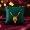Gold plated traditional mangalsutra for women with an ornate pendant and black-bead chain