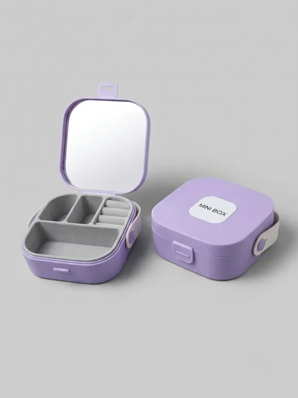 Mini Jewellery Organizer Box with Mirror – Portable Travel Jewellery Storage Case (10) Mini Jewellery Organizer Box with Mirror – Portable Travel Jewellery Storage Case