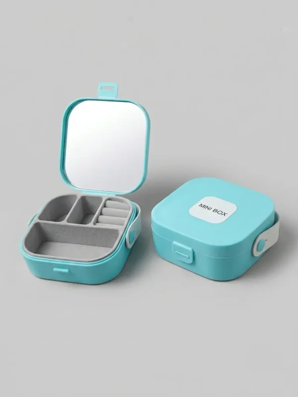Mini Jewellery Organizer Box with Mirror – Portable Travel Jewellery Storage Case (11) Mini Jewellery Organizer Box with Mirror – Portable Travel Jewellery Storage Case