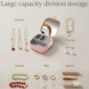 Mini Jewellery Organizer Box with Mirror – Portable Travel Jewellery Storage Case (2) Mini Jewellery Organizer Box with Mirror – Portable Travel Jewellery Storage Case