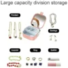 Mini Jewellery Organizer Box with Mirror – Portable Travel Jewellery Storage Case (2) Mini Jewellery Organizer Box with Mirror – Portable Travel Jewellery Storage Case