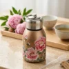 Mini Stainless Steel Water Bottle – 300 ml Floral Print (11) 300 ml mini stainless steel water bottle with colourful floral artwork and metallic carry-loop lid