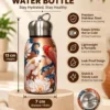 Mini Stainless Steel Water Bottle – 300 ml Floral Print (5) 300 ml mini stainless steel water bottle with colourful floral artwork and metallic carry-loop lid